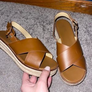 Michael Kors brown wedges with strap